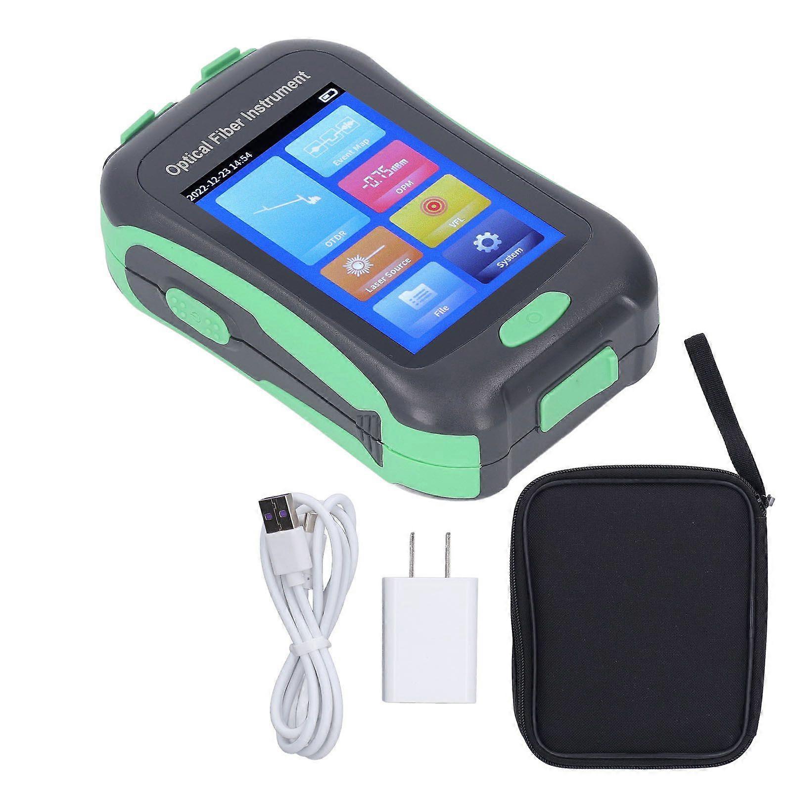 OTDR Fiber Optic Tester 1550nm 10mw 80km 20dB 3.5in Color Touch Screen Visual Fault Locator Optical Power Meter 100240V US Plug