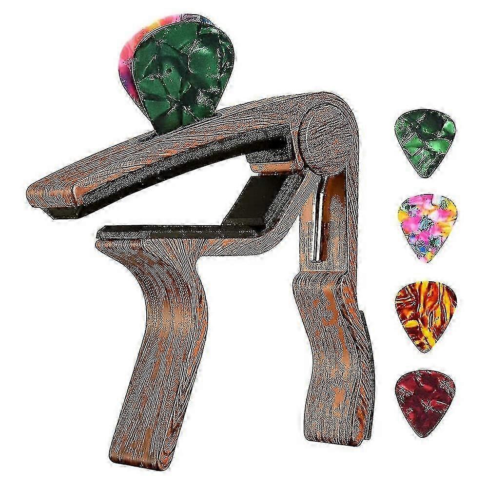 Guitar Capo With Pick Holder And 4 Guitar Picks For Acoustic Electr...