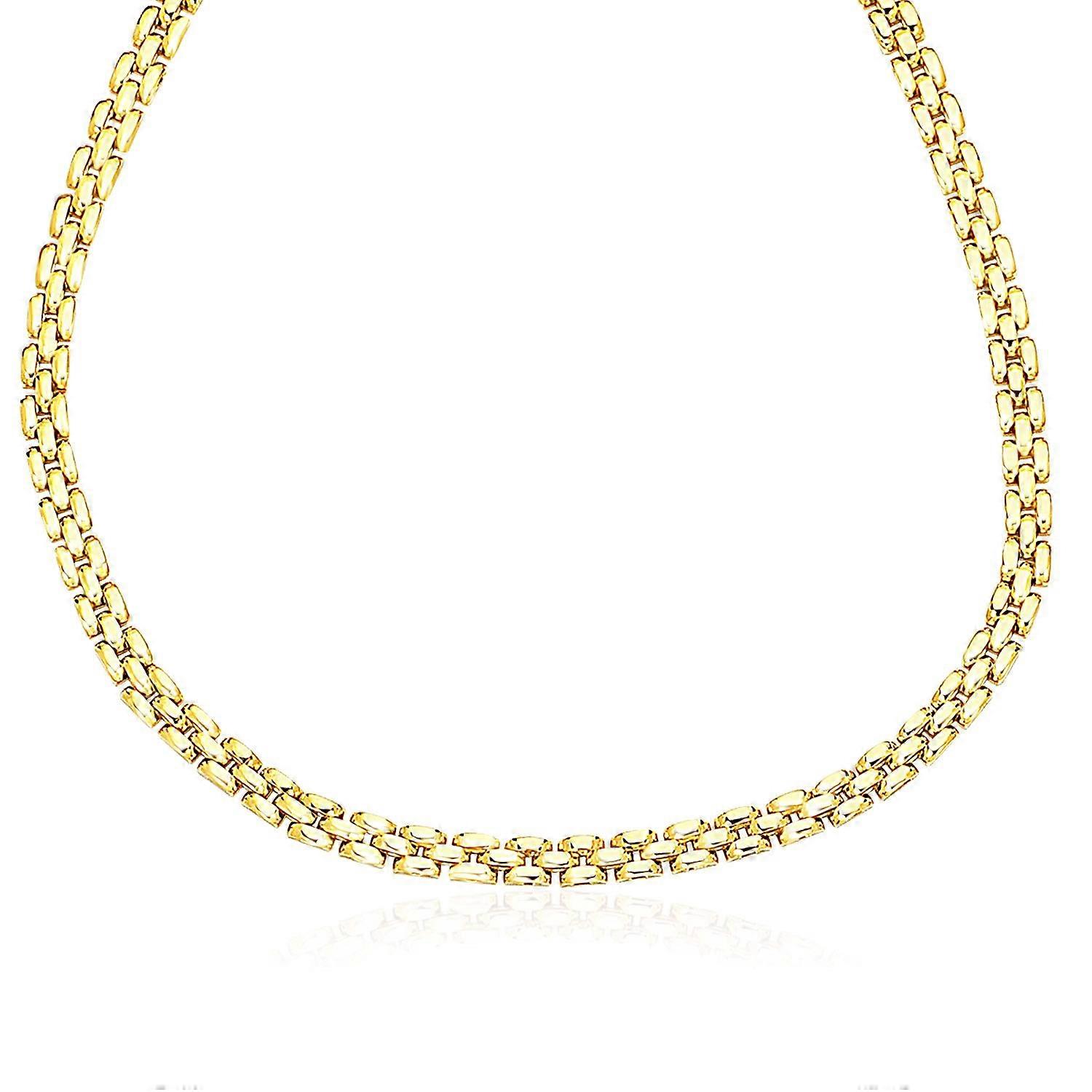 14k Galben Gold Panther Chain Link shiny colier