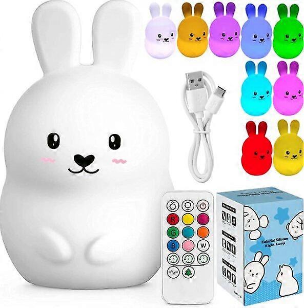Cute LED rabbit lamp, no sharp edges, low heat generation, 3 modes and 9 colors to choose from