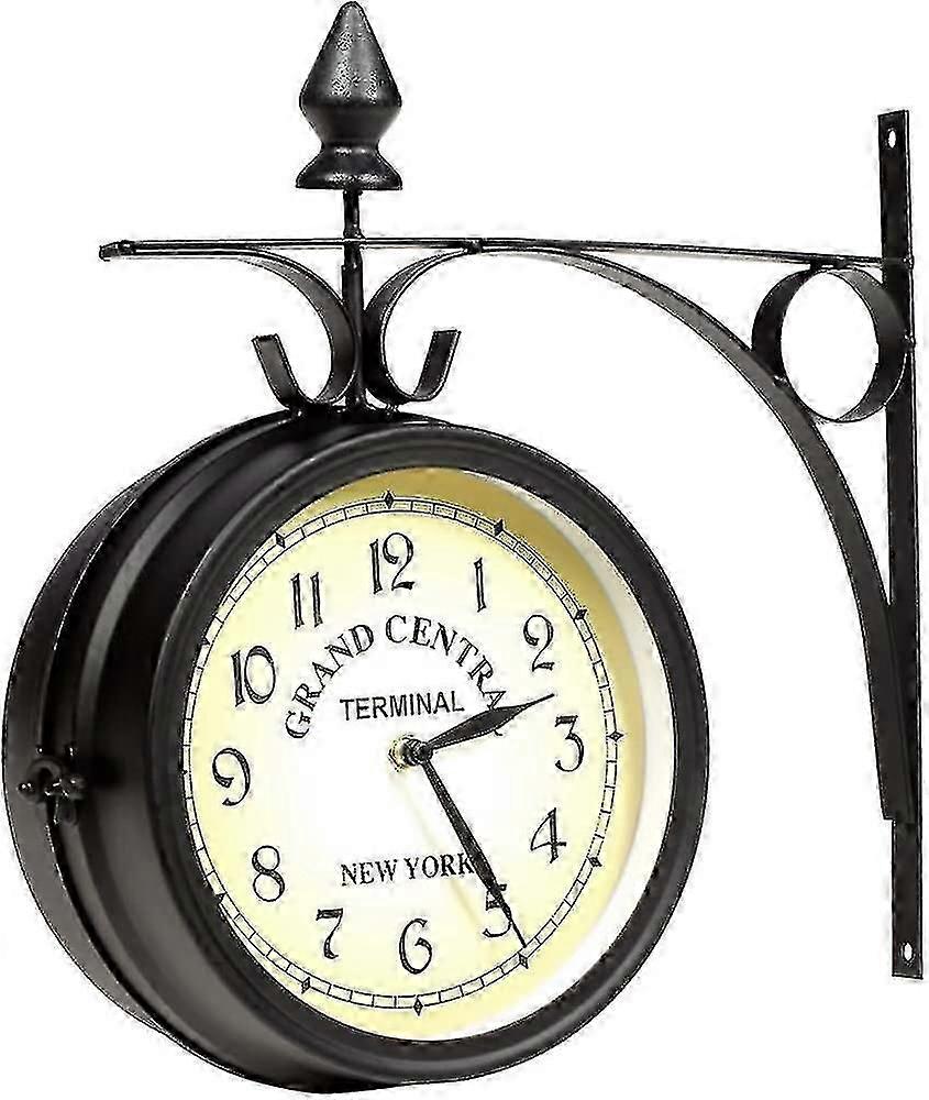 Wall Clock Wrought Iron Garden Clock Station Clock 2-sided Handcrafted Grand Central Terminal New Yo