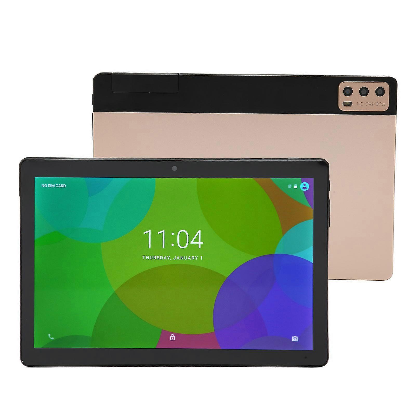 10 Inch Tablet 4G RAM 256G ROM Support 4G Network Calls 5G WIFI Tablet PC for Android 11 100‑240V Gold UK Plug