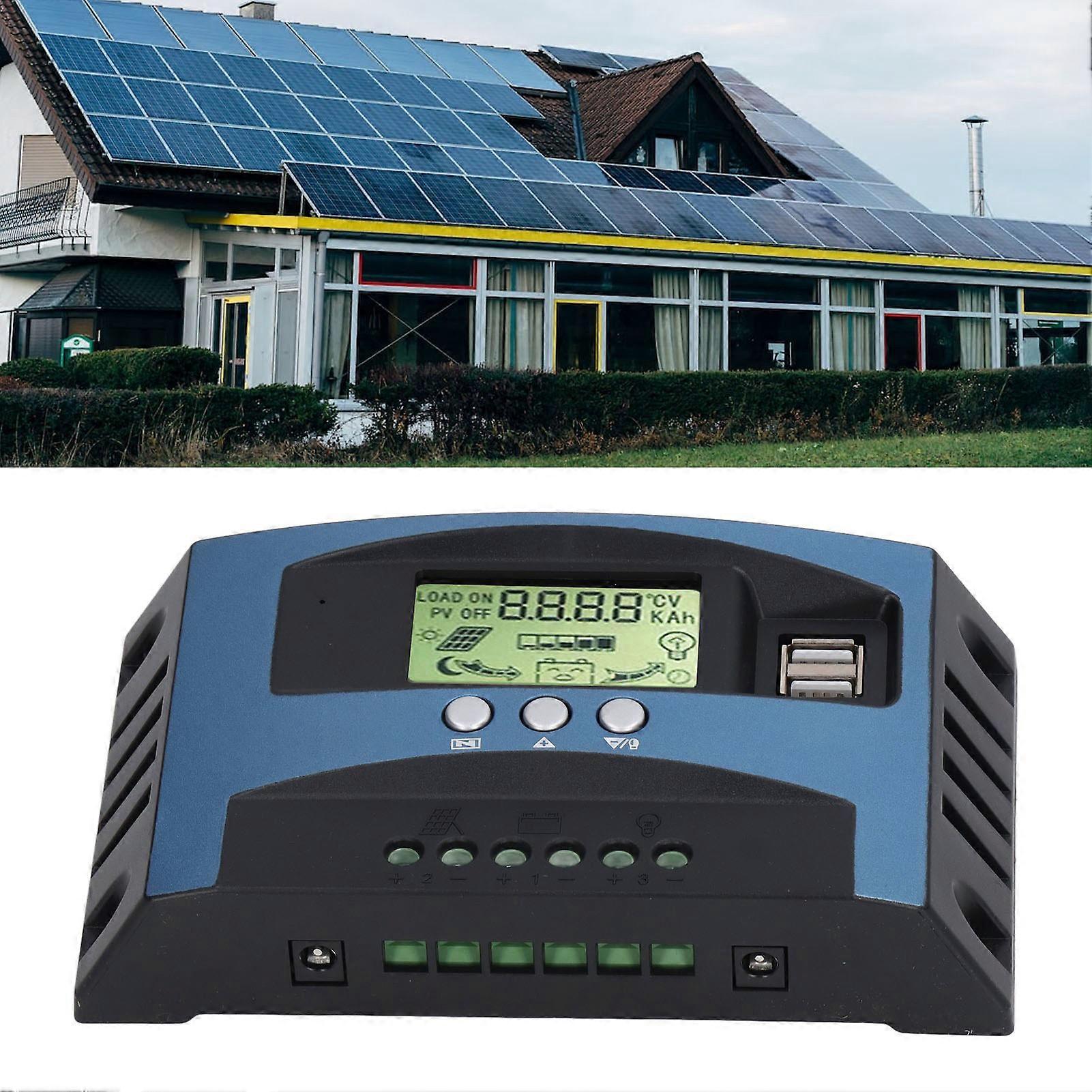 MPPT 20A Solar Charge Controller 12V/24V LCD Dual USB Output