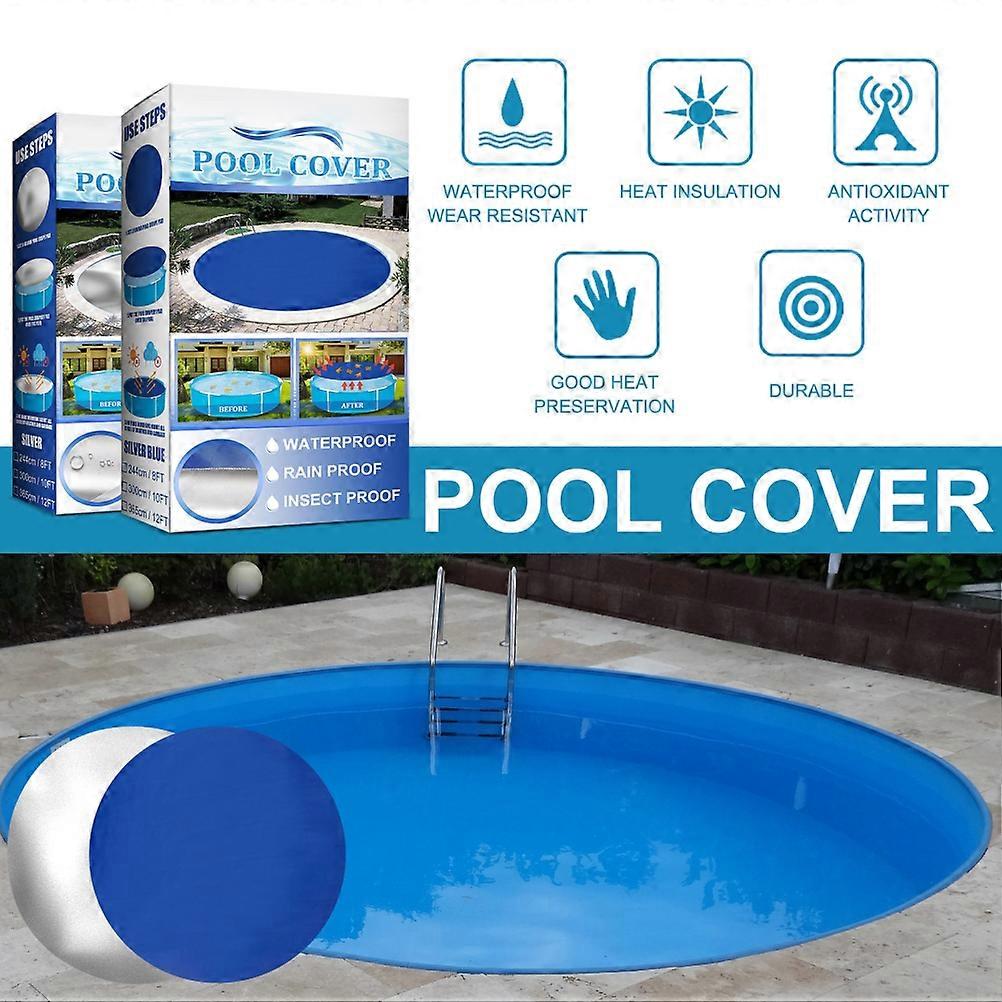 8FT-10FT Round Silver Blue Pool Cover Solar Heating Shield