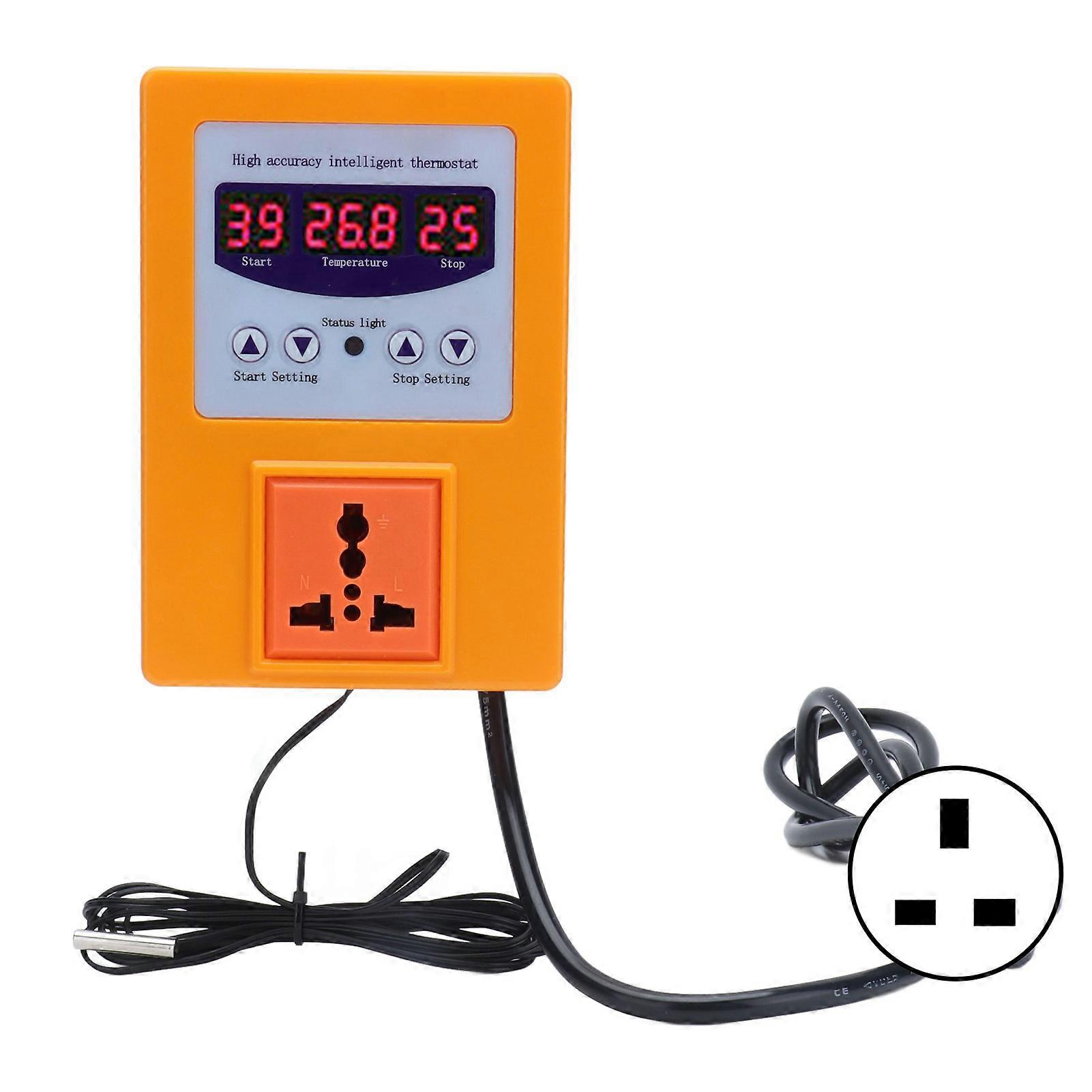 TMC-1000 Digital Temperature Controller Thermostat with Sensor UK Plug Orange