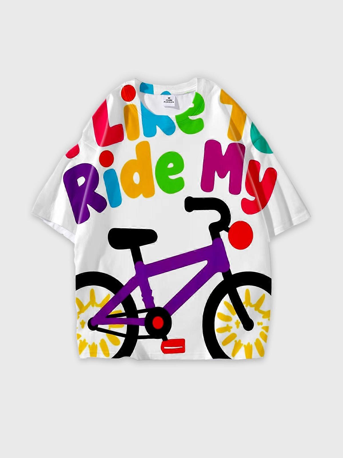 T-Shirt Round Neck, Loose Short Sleeve Pattern Graphic Tee, Unisex Summer Casual Top W2881