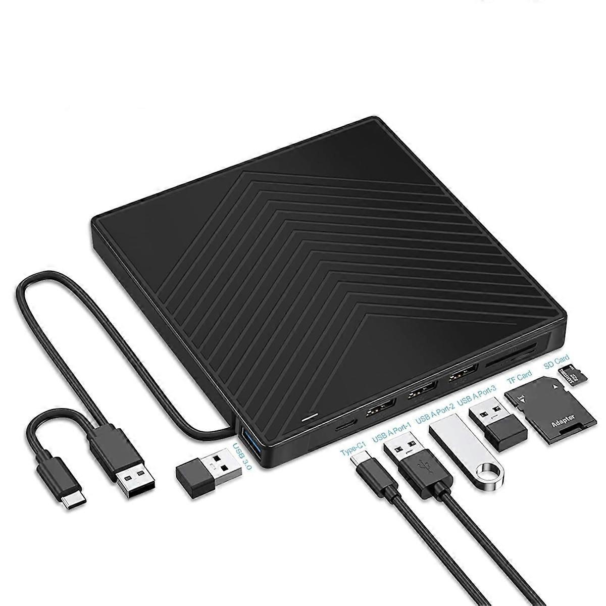 External CD/DVD Drive, Portable USB 3.0 Type-C DVD RW CD Writer Drive Burner Reader Player Optical D