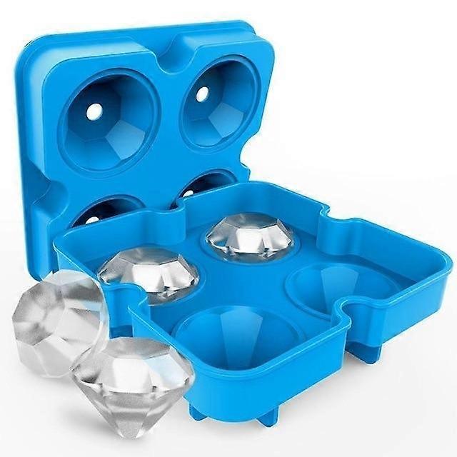 Silicone Ice Cube Tray Mold Diamond Shape 4 Grids(Blue)
