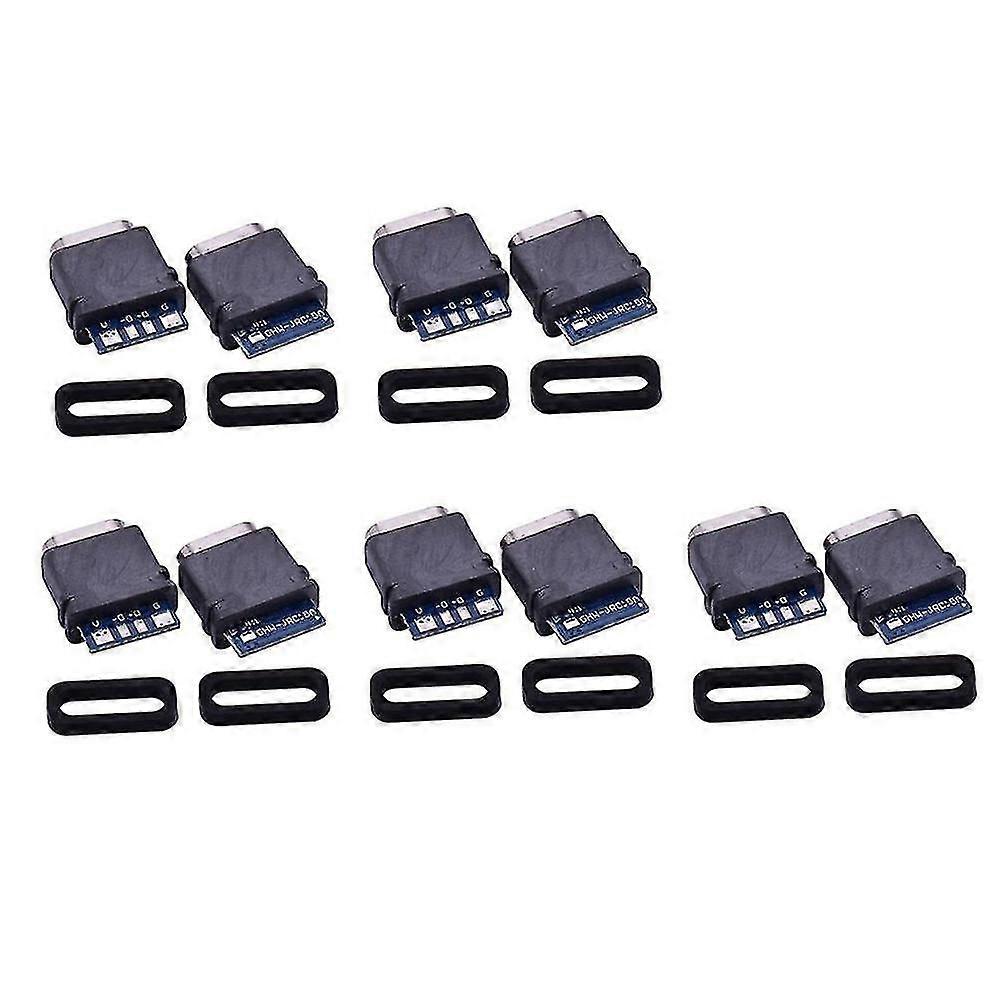 10pcs Waterproof Usb C Jack Type-c 4pin Female Connector Port Data Socket For Diy Pcb Solder Design