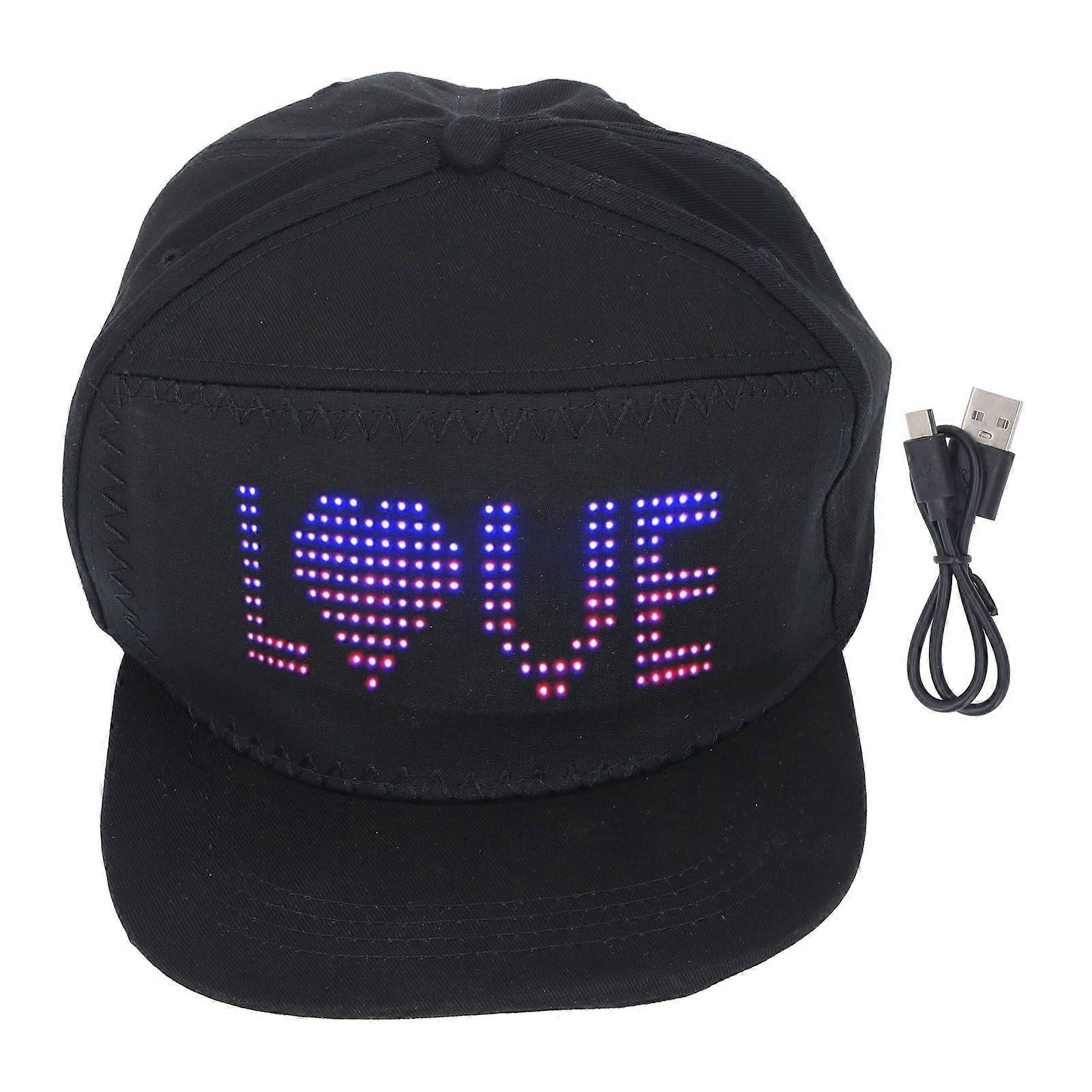 LED Hat Bluetooth APP Control Editing Programmable 12x36 Pixel Dot Colorful Matrix Funny Light Cotton Cap for Party