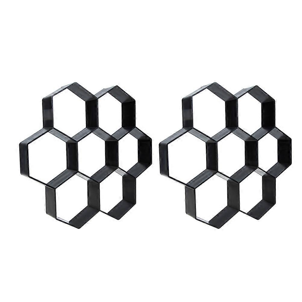 Hexagonal Garden Cement Floor Tile Mold for DIY Patio Pavement 2Pcs Plastic