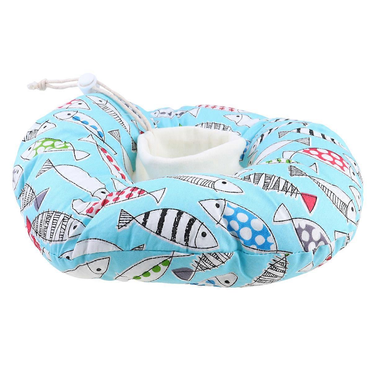 Protective Collar Fish Pattern Cat Sterilization Neck Collar Post- Blue Adjustable Design 1Pc