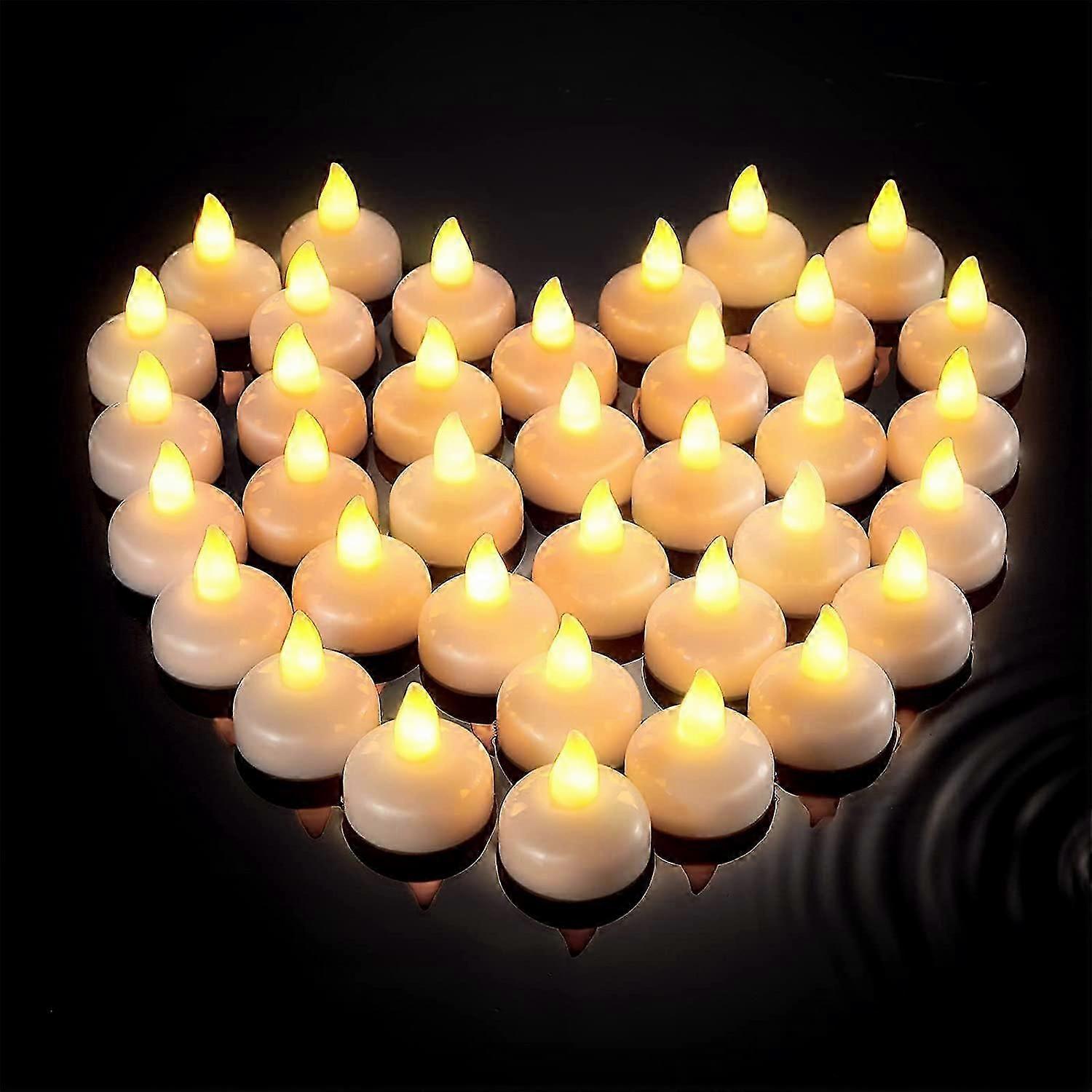 12 Pieces Flameless Floating Candles Waterproof LED Tea Lights Warm White Battery Flickering Water Activated Floating Candles for Holiday Wedding Part