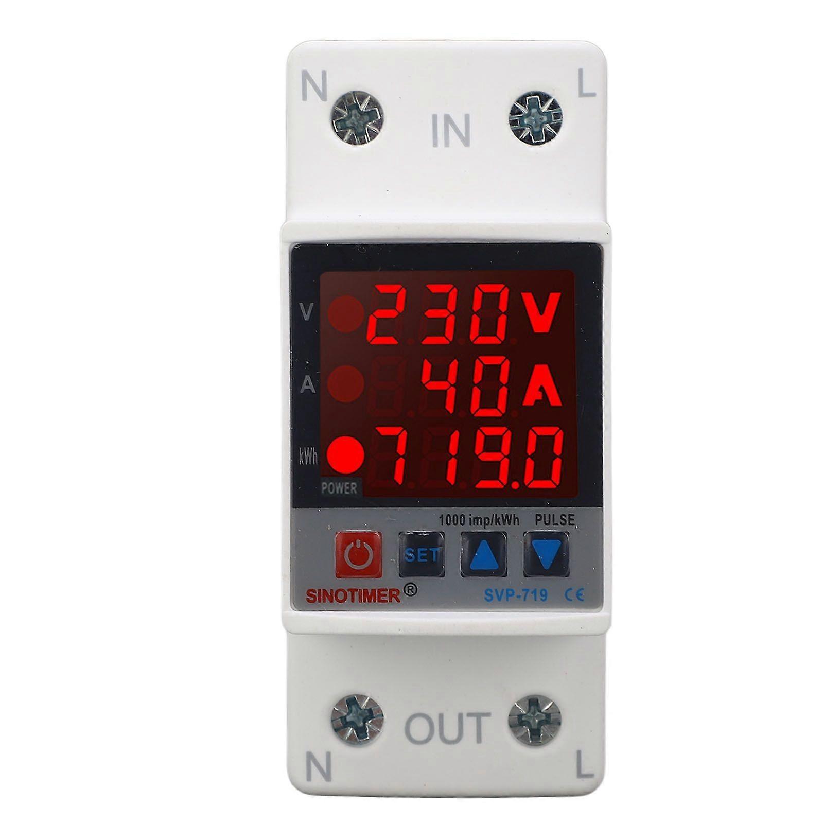 Over Under Voltage Protector Adjustable Self Resetting Intelligent Voltage Protective Device AC220V 40A