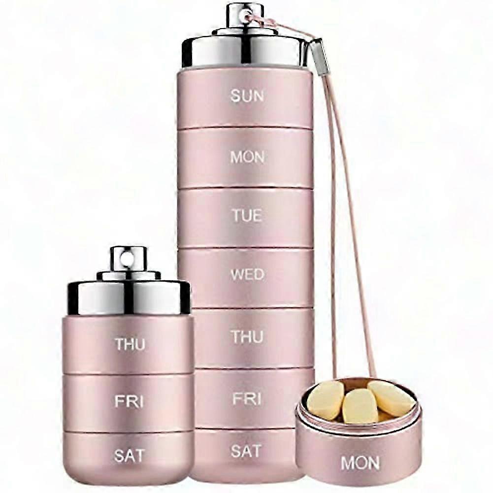 Weekly Pill Organizer, 7-Day Stackable Waterproof Travel Pill Box, Daily Medicine Case Container