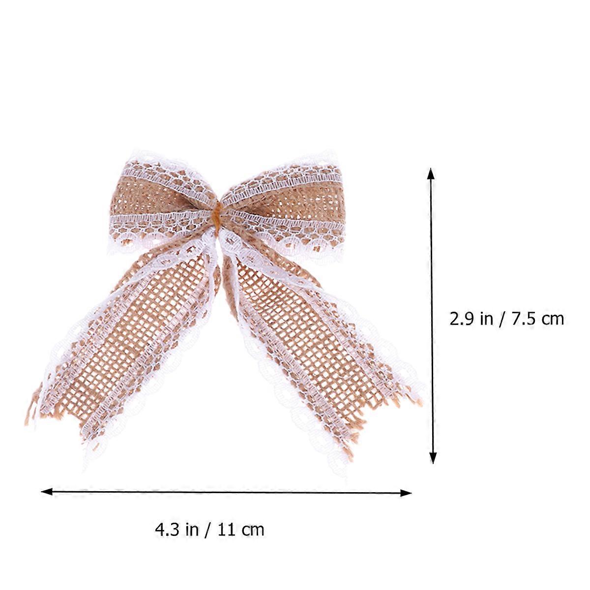 Hessian Bows Burlap Lace Bowknot for Decor 6Pcs DIY Burlap Bowknot Set