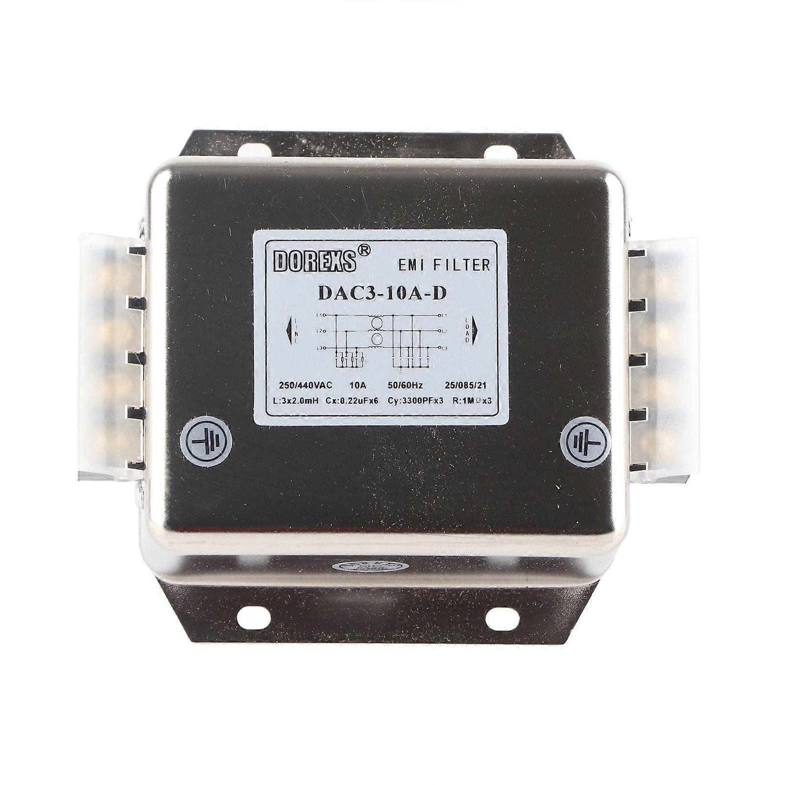 3 Phase Terminal Filter 3 Wire for Power Line Electronic Components AC250/440V 50/60Hz 10A