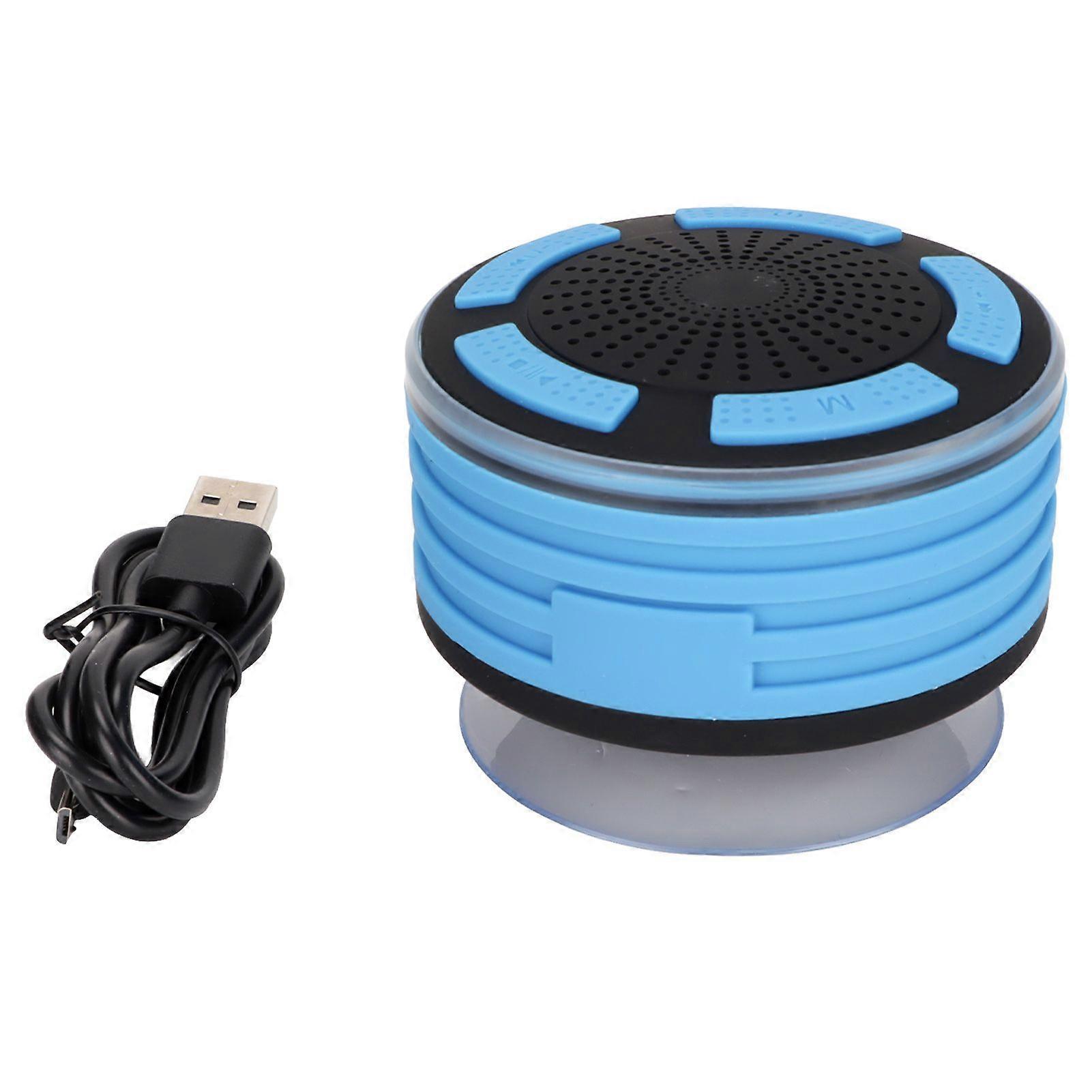 F013 Bluetooth Shower Speaker HD Surround Sound Built in Mic LED Light IPX7 Waterproof Speaker with Suction Cup Blue
