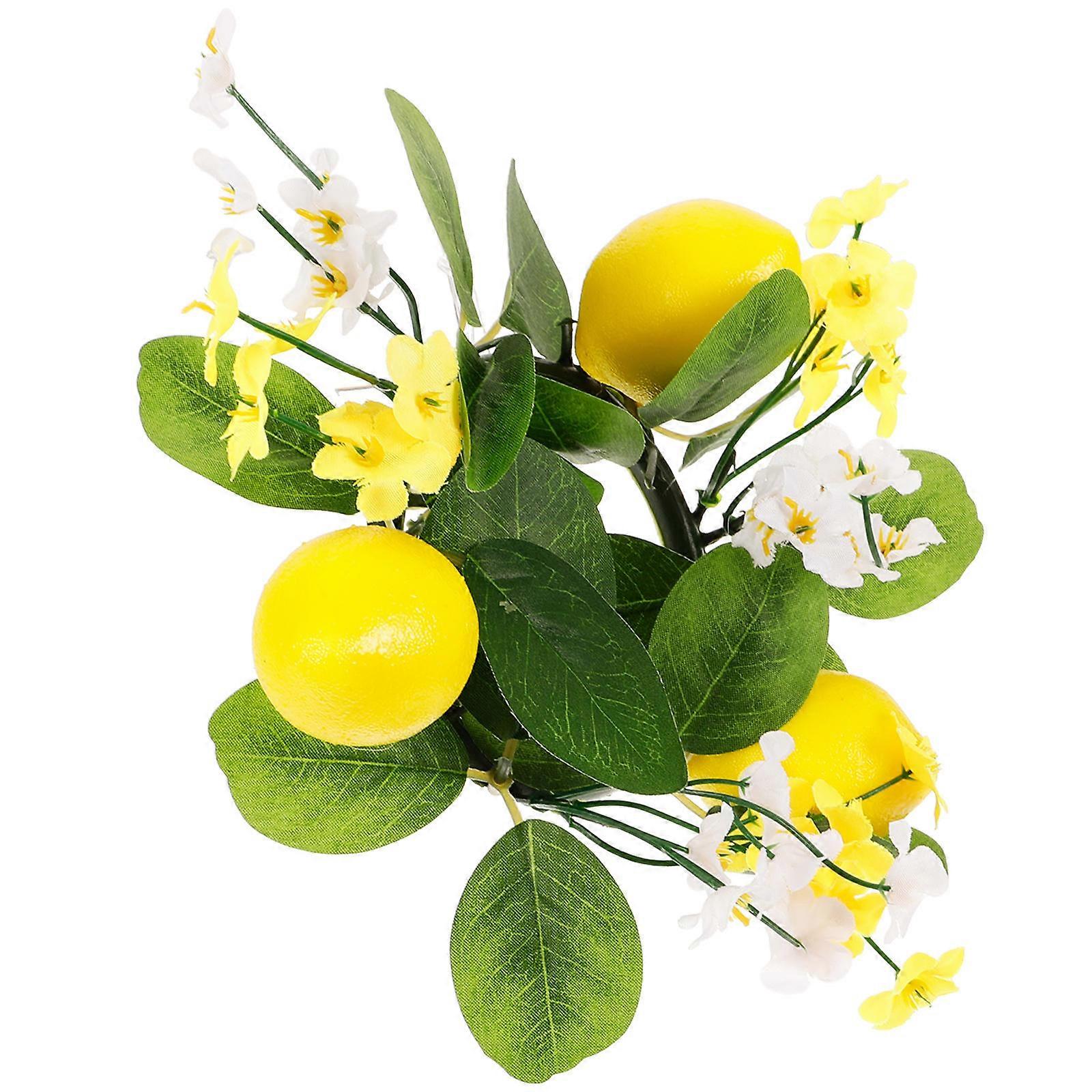 Spring Candle Rings Artificial Lemon Leaf Wreath for Decoration 3Pcs