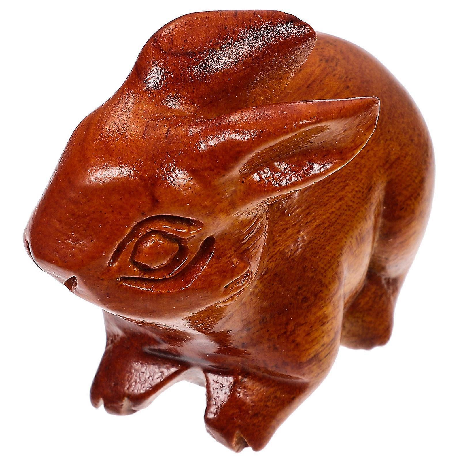 Wooden Rabbit Statue Decorative Bunny Statue for Home Use 5Pcs Collection