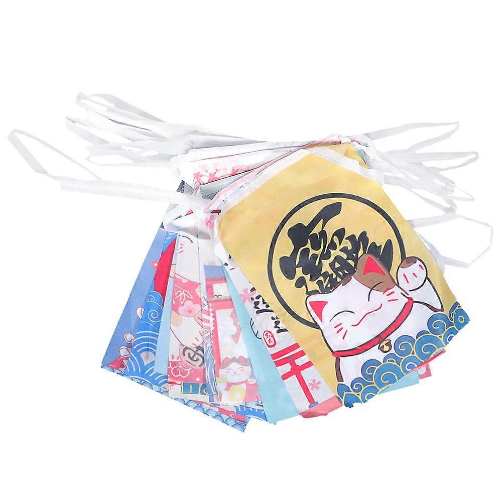 Japanese Lucky Cat Bunting Banner for Decoration with 8Pcs Assorted Colors