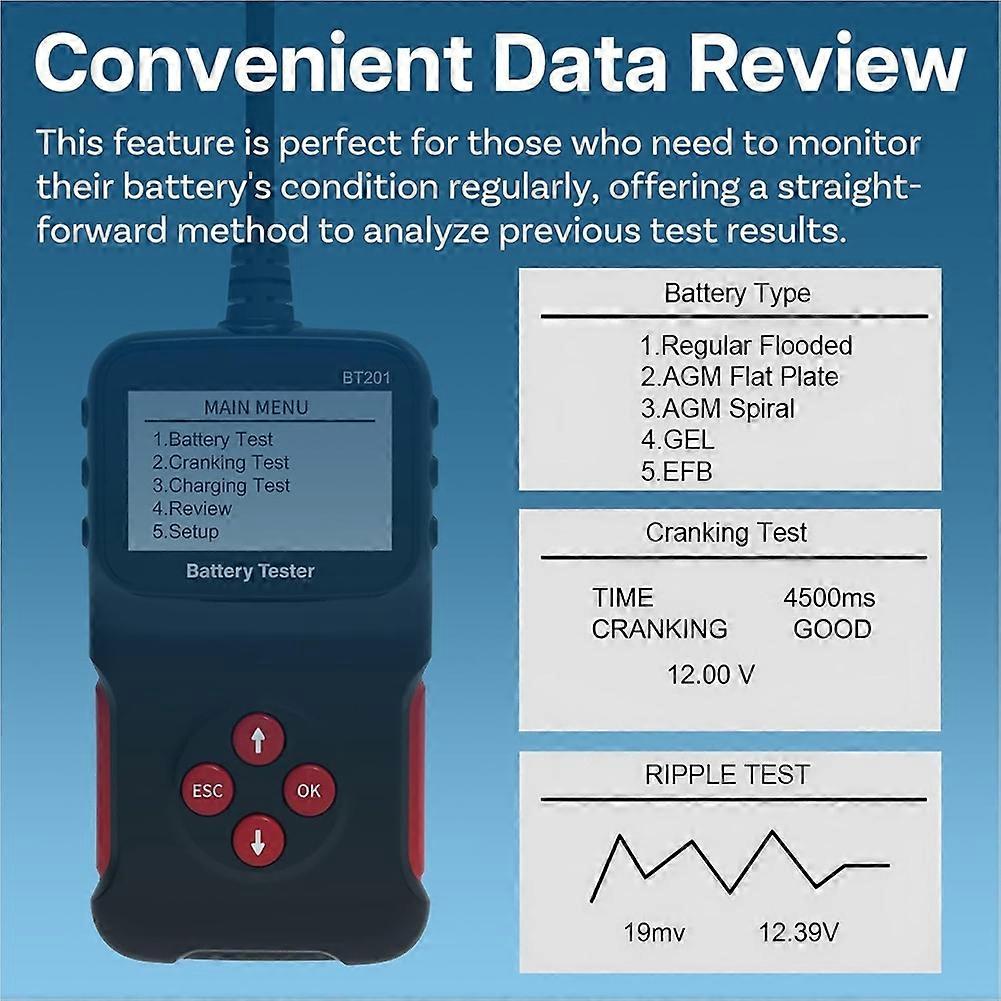 Car Battery Tester 12V Digital Automative Batteries & Alternator Diagnostic Tool Load Tester for Car