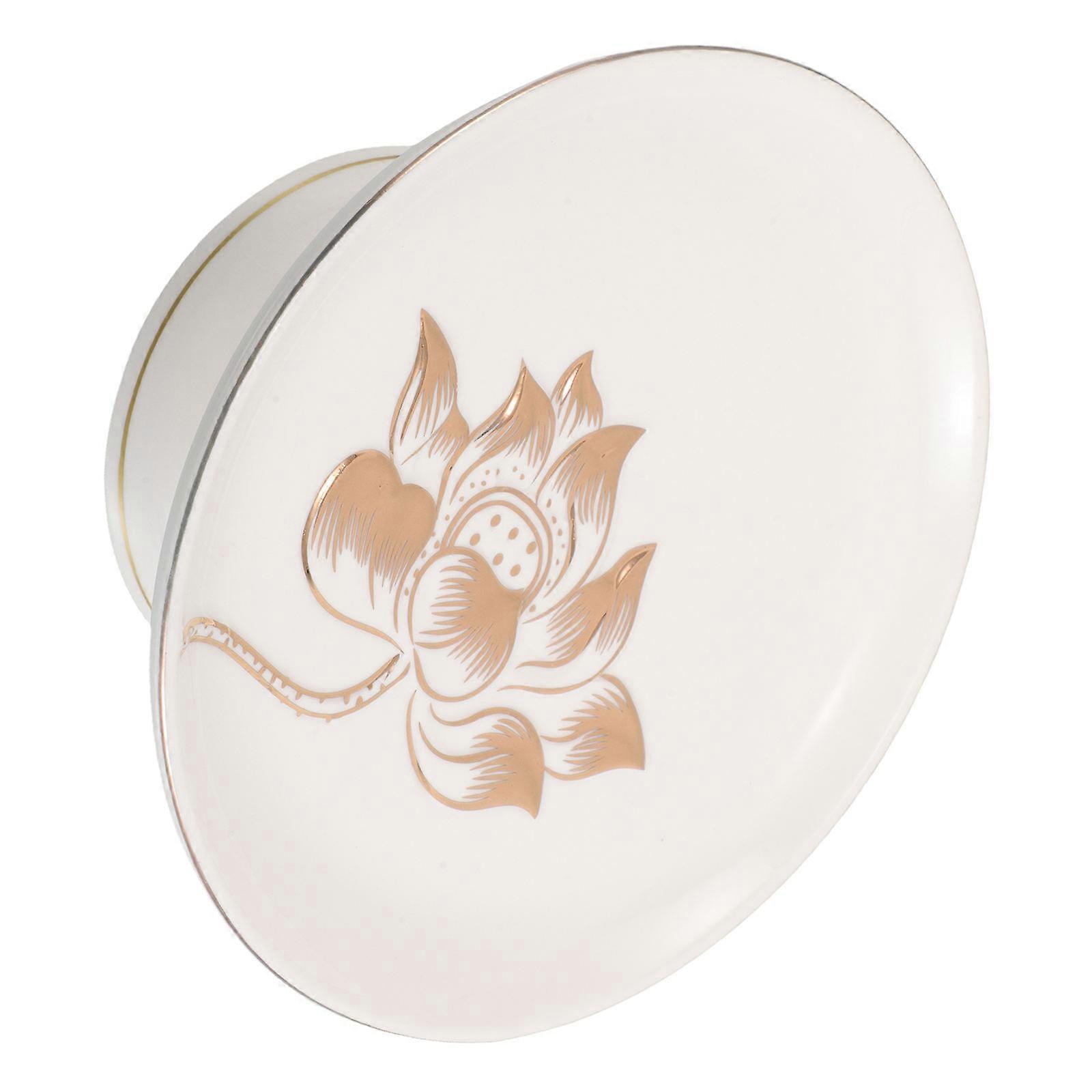 Ceramic Fruit Plate for Worship Offering 5Pcs Footed Serving Lotus Pattern