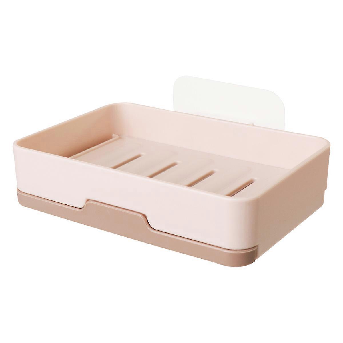 Draining Soap Storage Wall-Mounted Soap Box Bathroom Use Khaki Rectangular Style 1Pack