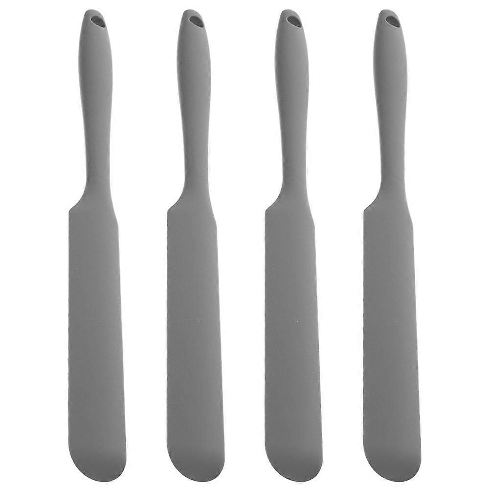 Silicone Kitchen Spatulas 4Pcs Baking Tools Ergonomic Handle Grey For Scraping
