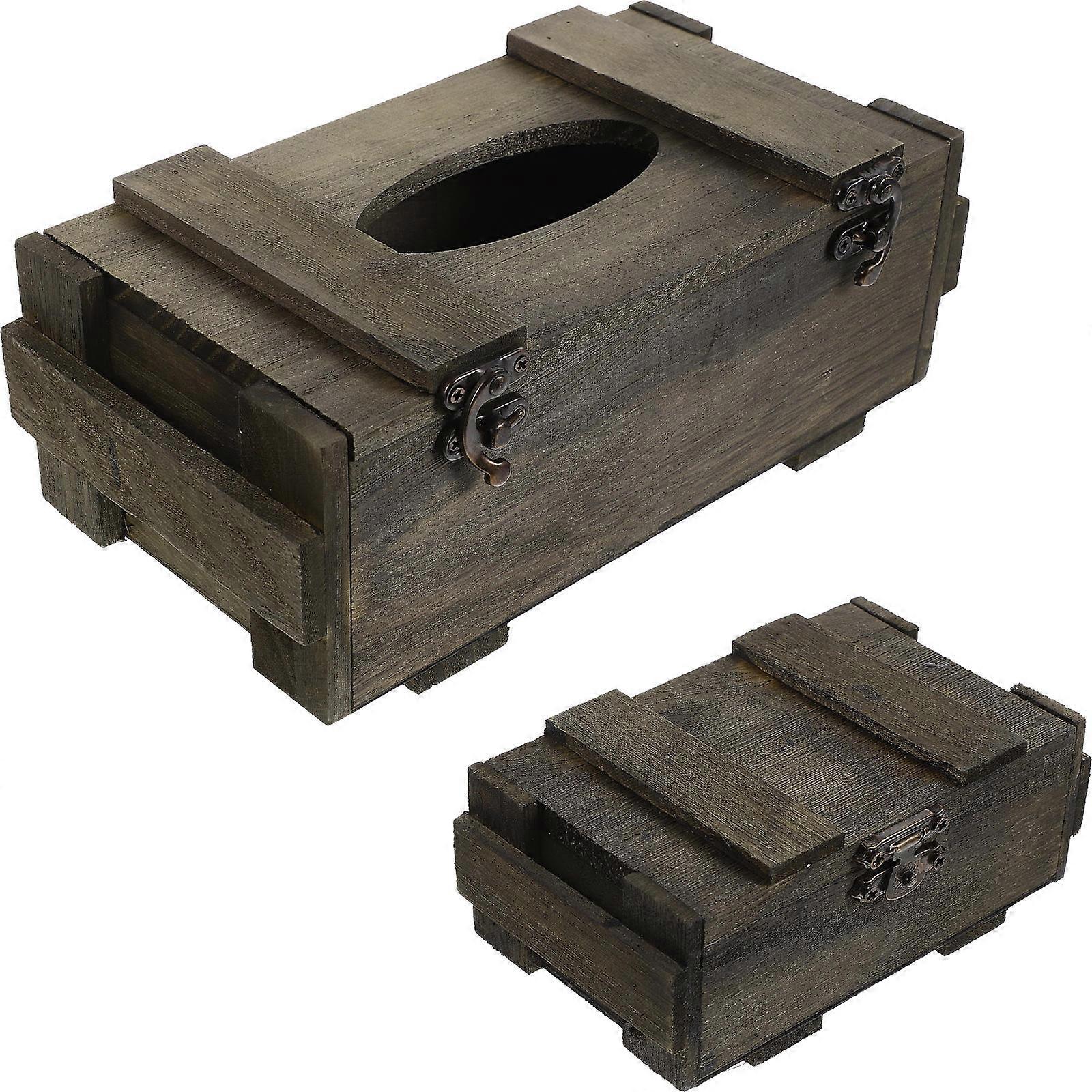 Black Wooden Tissue Box Holder for Tissue Storage 4Pcs Napkin Container