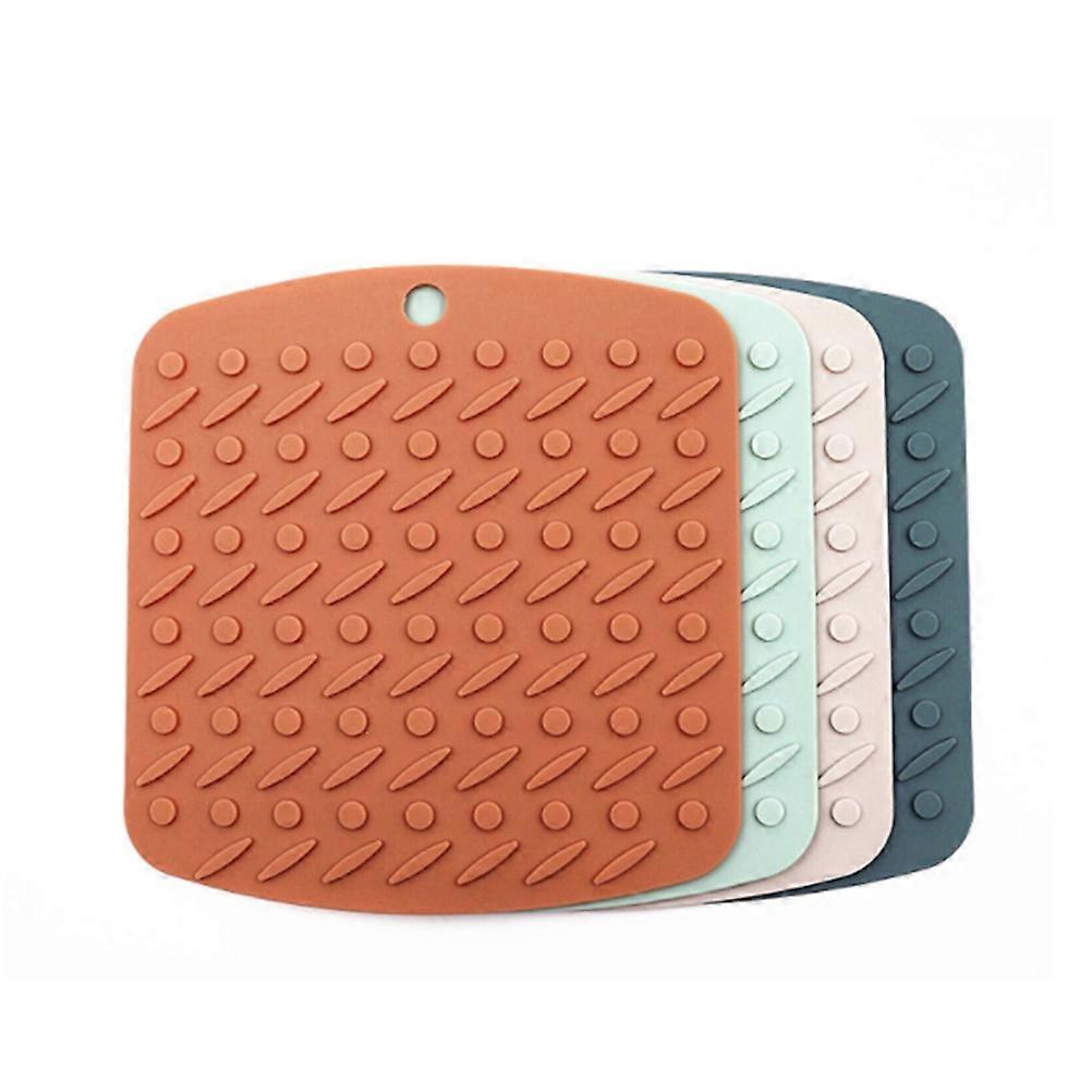 Non-Slip Placemat 4 Pcs Silicone Insulation Pad Dining Table Use 17.5x17 Cm Blue Heat Insulation