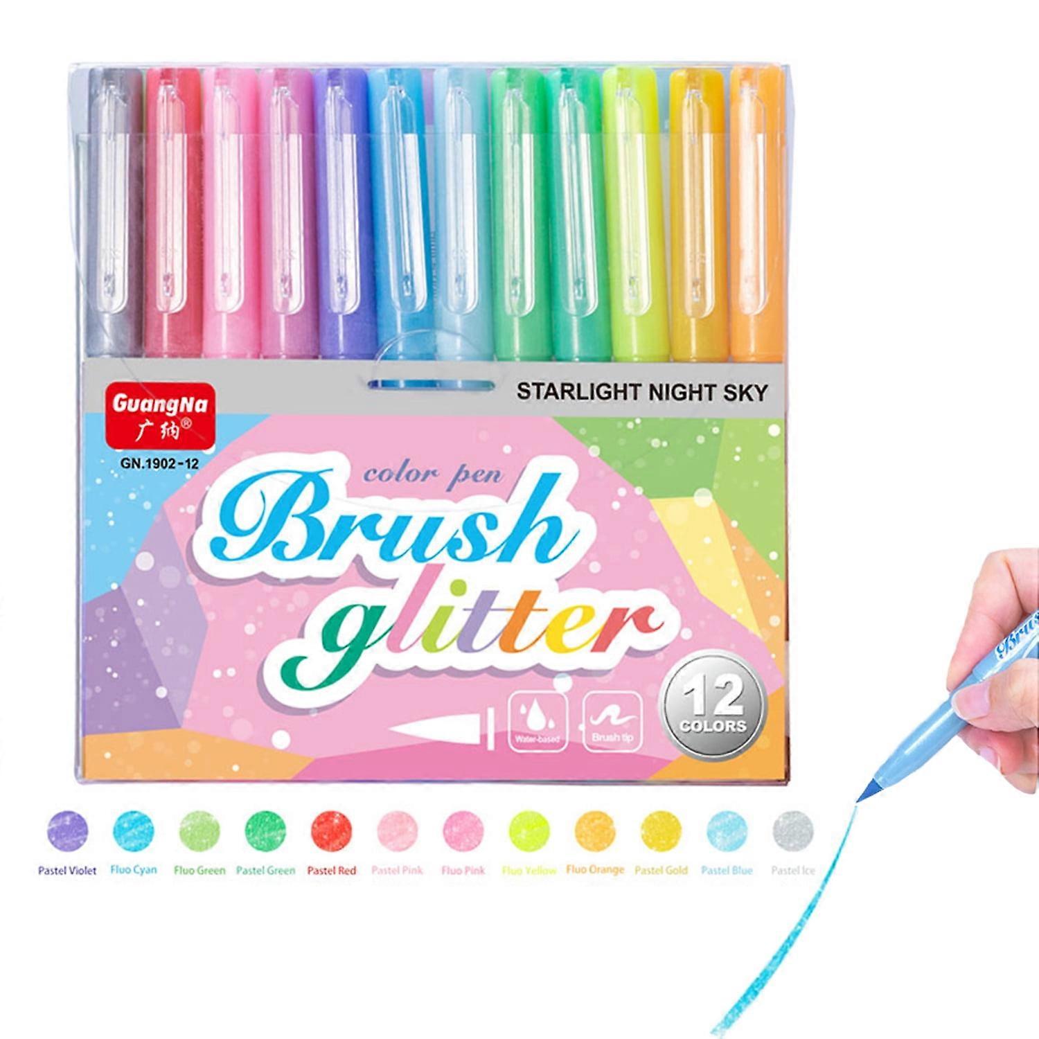 12 Colors Highlighters Set, Creative Markers with Soft Tips, Mild Color & Quick Drying Ink, Compatible with Planner, Art, Coloring, Calligraphy