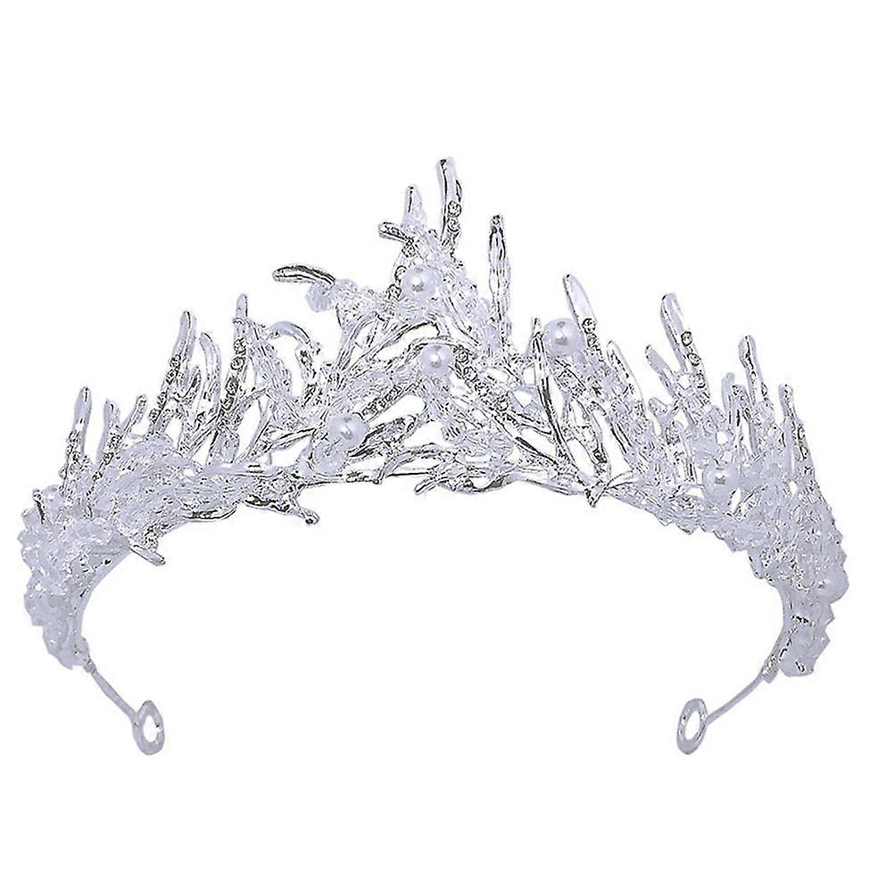 Chic Crown Silver Handmade Crystal Beaded Wedding Tiara 2Pcs