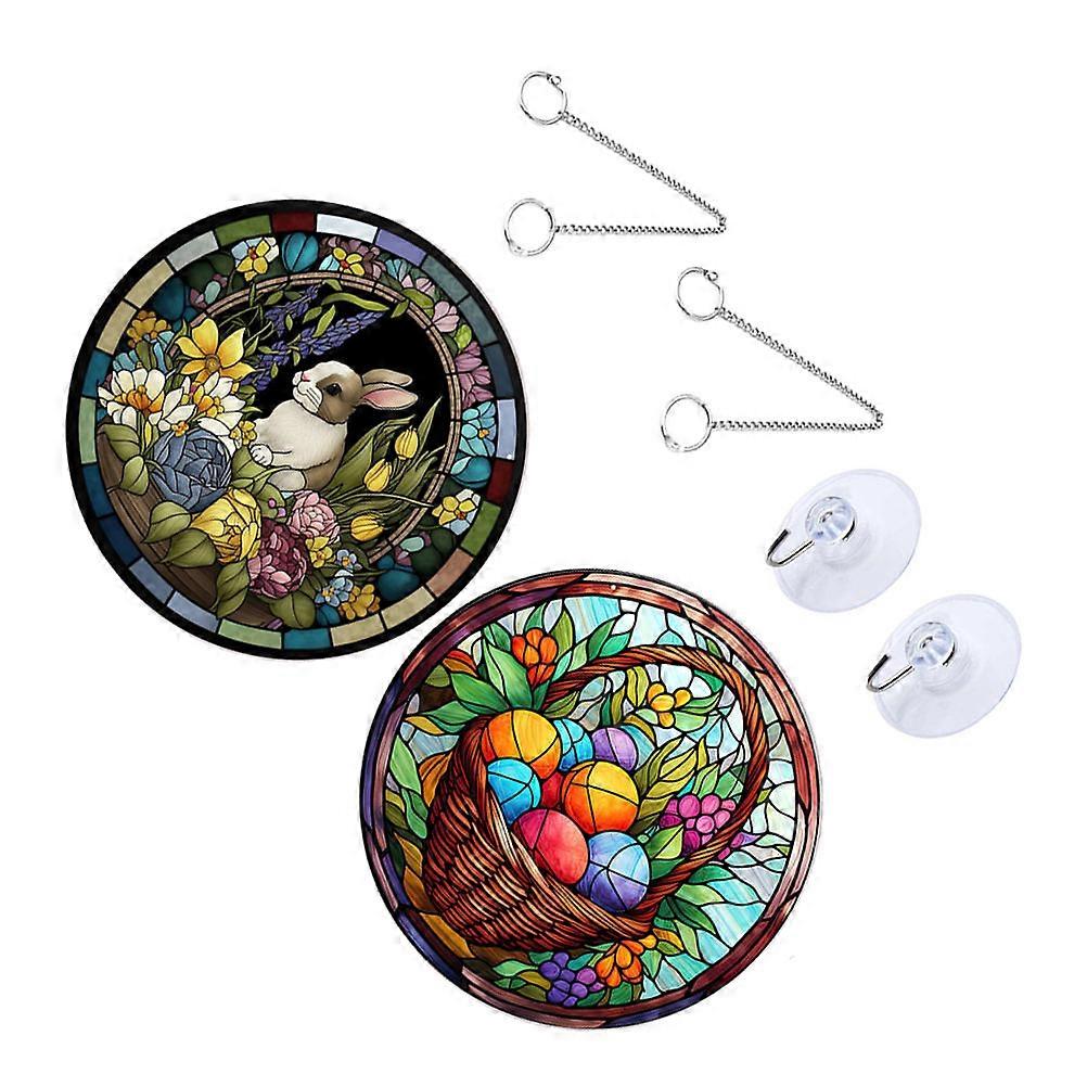 Easter Hanging Decor Acrylic Stained Ornament for Decoration 4Pcs