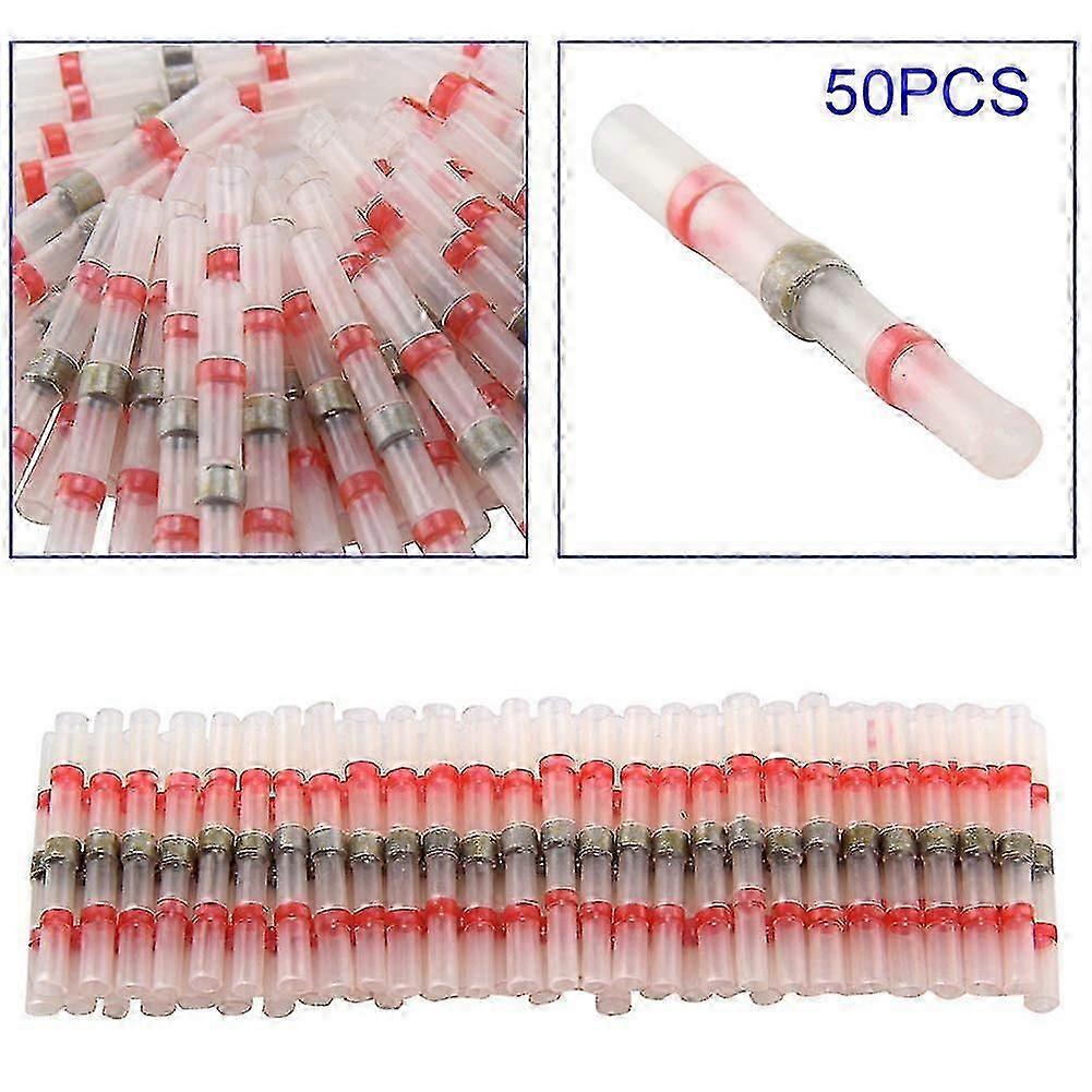 50pcs Soldering Connector With Shrink Tube Electrical Wire Splice Insulated Welding Terminals