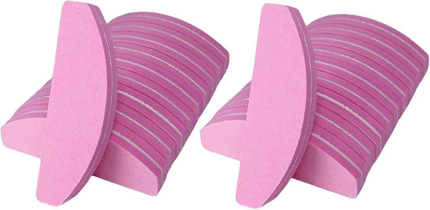 20 Pieces Double-Sided Nail Buffer Files, 100/180 Grit Buffing Block, Portable Washable Arc-Shaped Nail Files (Pink)