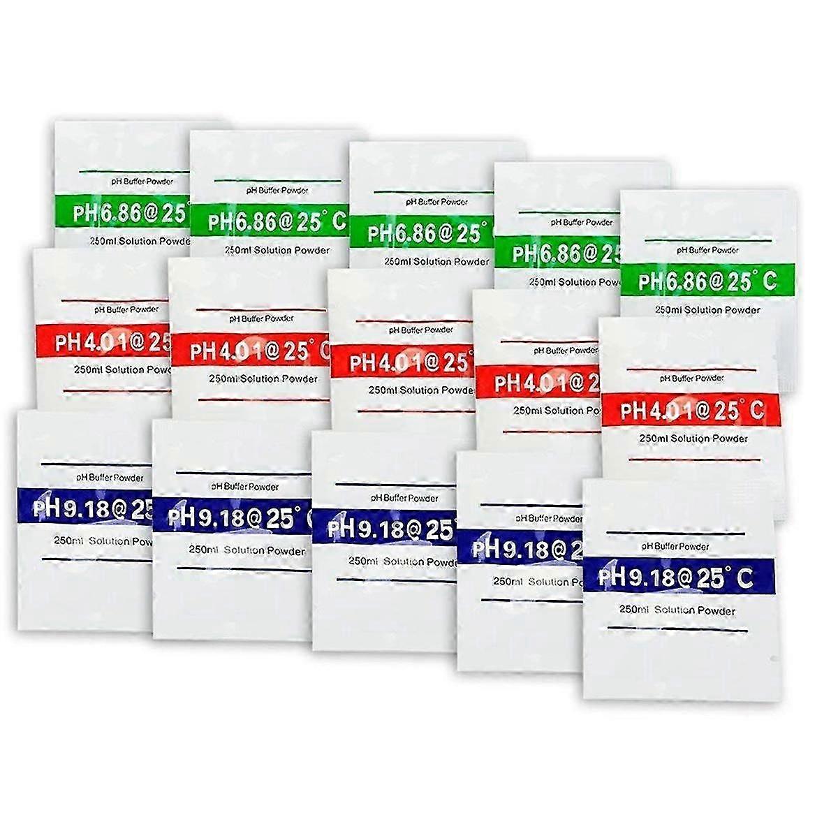 15 Pack Ph Meter Buffer Solution Powder 6.86/4.00/9.18, Ph Calibration Solution Packets For Precise