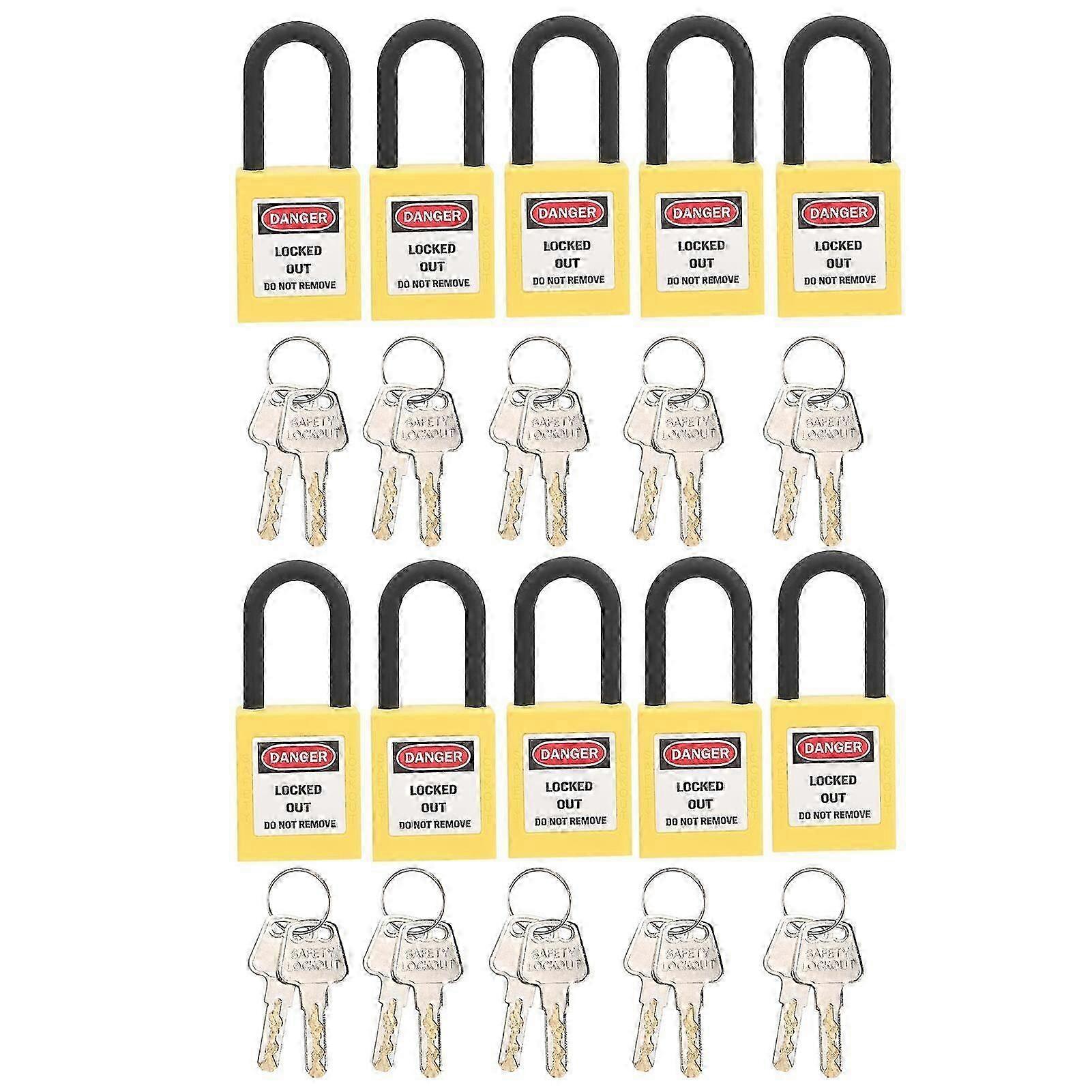 Safety Padlocks, 10-piece Set, 38mm Locking Nylon Industrial Insulation, Warning