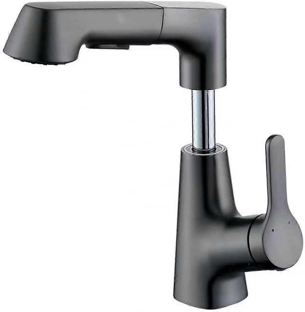LiftVanity Faucet 360Degree Swivel PullOut, 2Mode, SingleHandle Bathroom Sink Faucet, Chrome Grey
