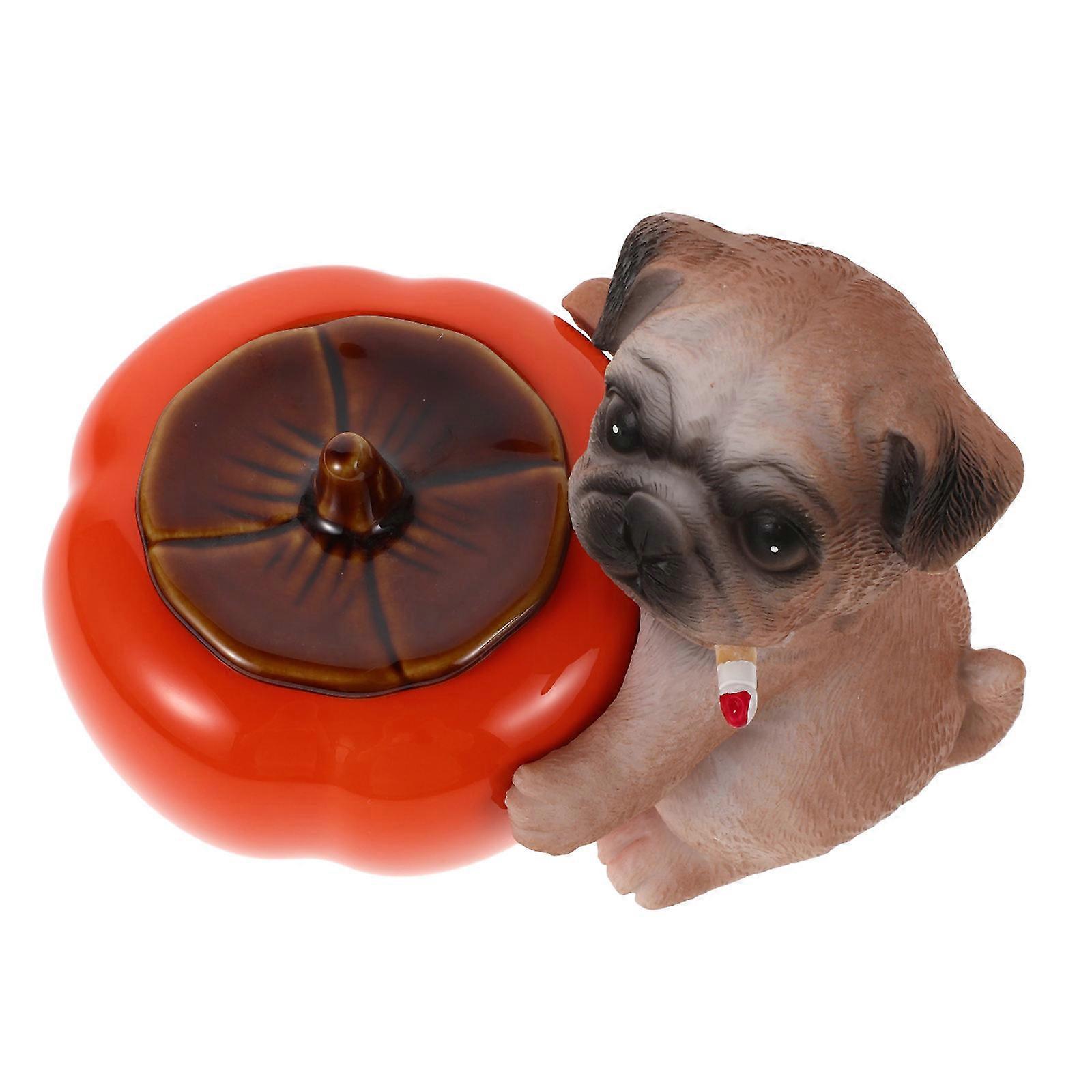 Covered Ceramic Ashtray with Persimmon Shape for Smokers 4Pcs