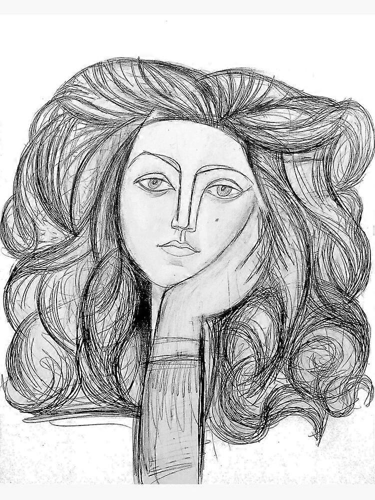 FRANCOISE 1946 : Vintage Abstract Charcoal Print Poster Framed-unframed