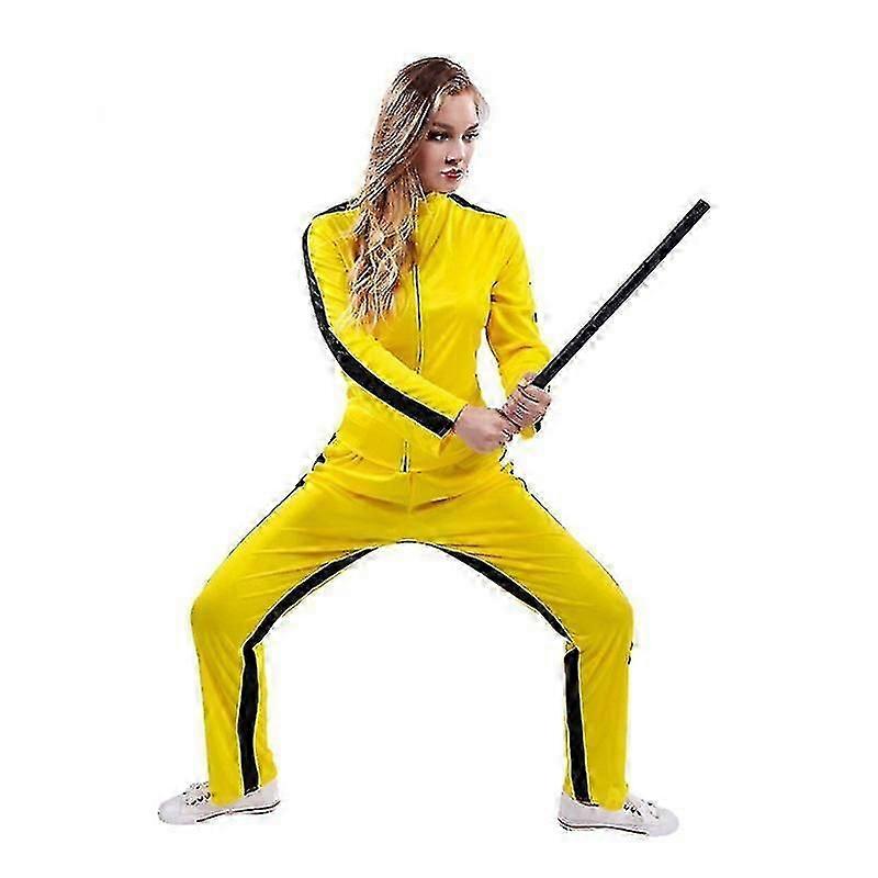Combinaison une pièce jaune pour adulte, uniforme de kung-fu, costume d'Halloween