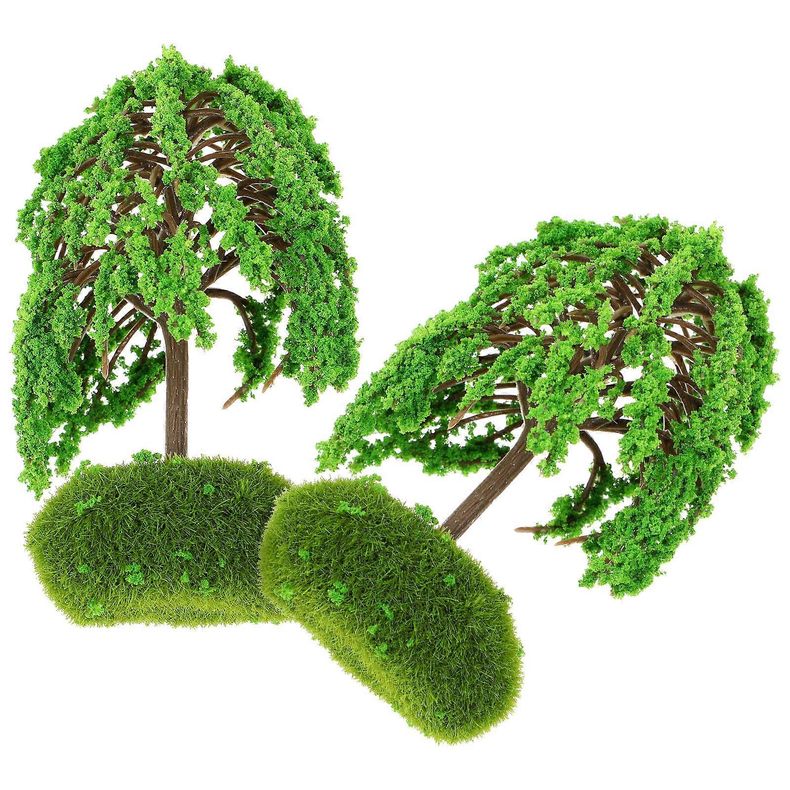 Miniature Diorama Trees Green Plastic Model Trees for Decoration 6Pcs