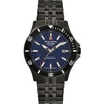 Swiss Alpine Military Black Edelstahl Uhr SAM7022.1175 Herrenuhr