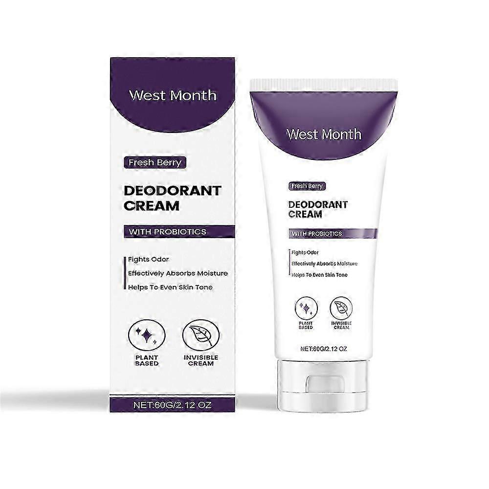 Natural Probiotic Deodorant Cream- Fresh Berry or Eucalyptus Mint, Fights Odor, Absorbs Moisture, Balances Skin Flora, Oil Control, 60g, Travel-Friend