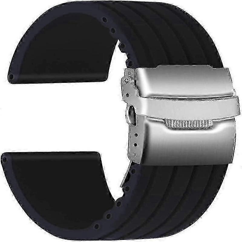 Pulseira de Relógio de Borracha com Fecho Dobrável de Aço Inoxidável Unissex f26