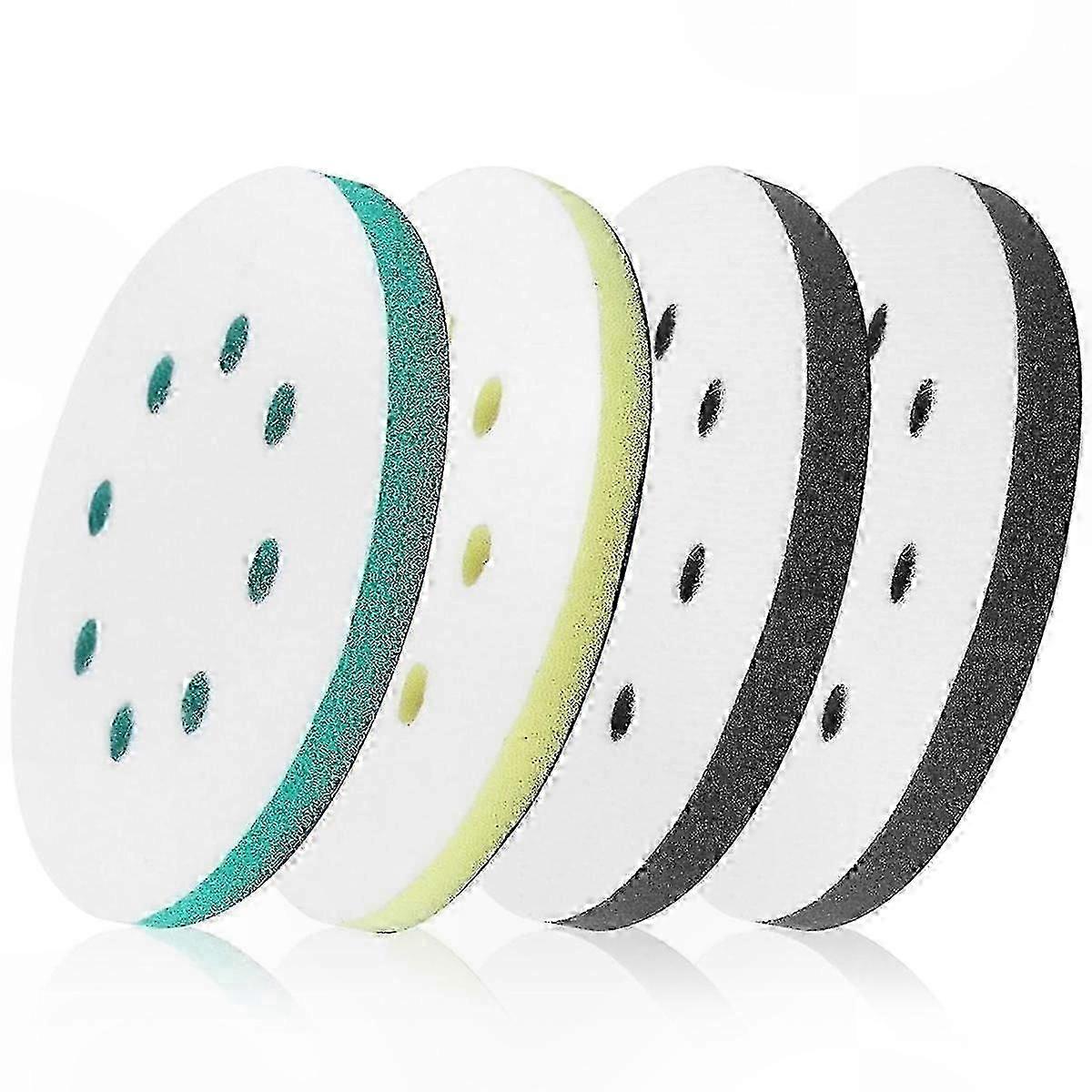 4-Pack 5-Inch 8-Hole Foam Sanding Pads for Orbital Sanders, Compatible with Surfprep Hook and Loop System