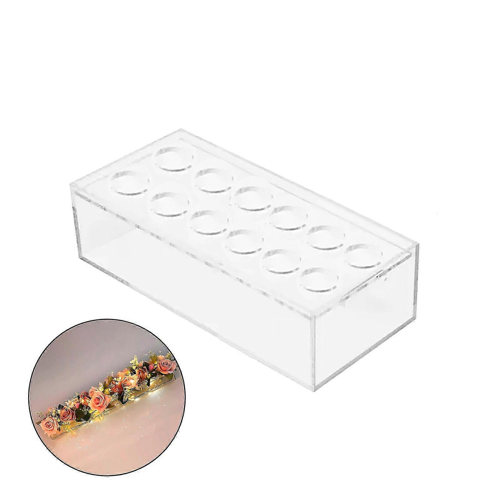 2025 Rectangular Floral Centerpiece For Dining Table - Long Rectangular Vase - Acrylic Vase With Light