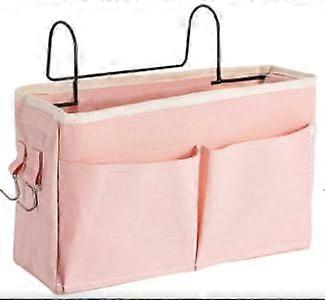 Bedside Hanging Storage Pink Pocket Organizer With Hooks For Dormitory Bunk Bed