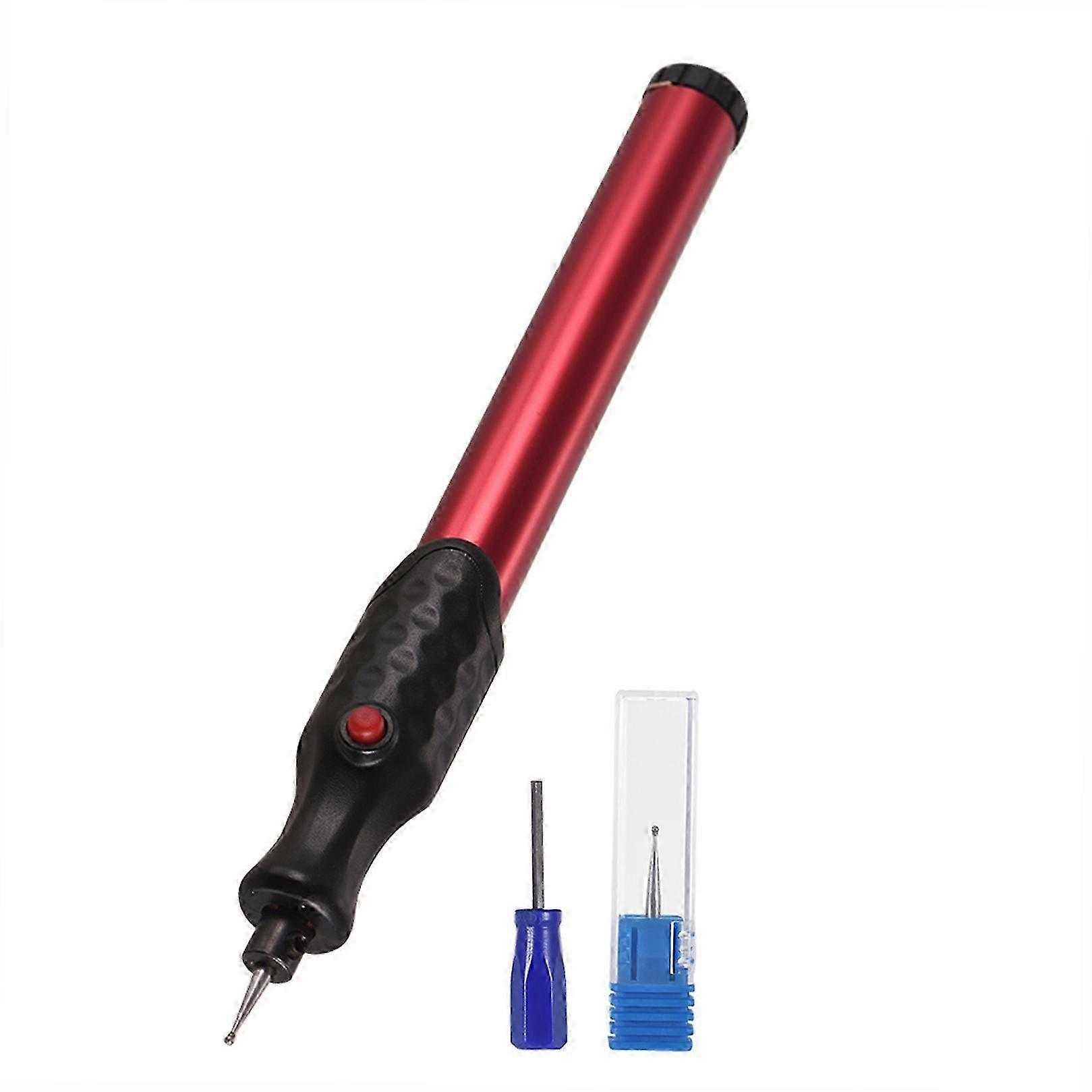 Electric Micro Engraving Pen Mini Engraver Machine Cordless DIY Carve Tools Graver Kit with Extra Diamond Tip Bit Replacement for Red SZRH